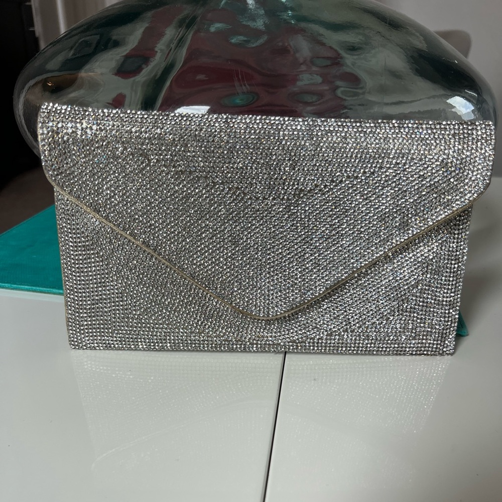Steve Madden clutch silver tone with rhinestones